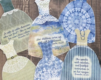 Printable Dress Tags: Proverbs 31 Bible Journal Ephemera (Digital Download), (PNG File,Cricut, PDF)