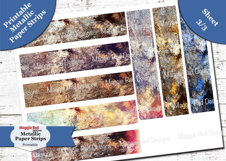 Printable Metallic Paper Strips Cylinder Bead Making (PDF) Etsy