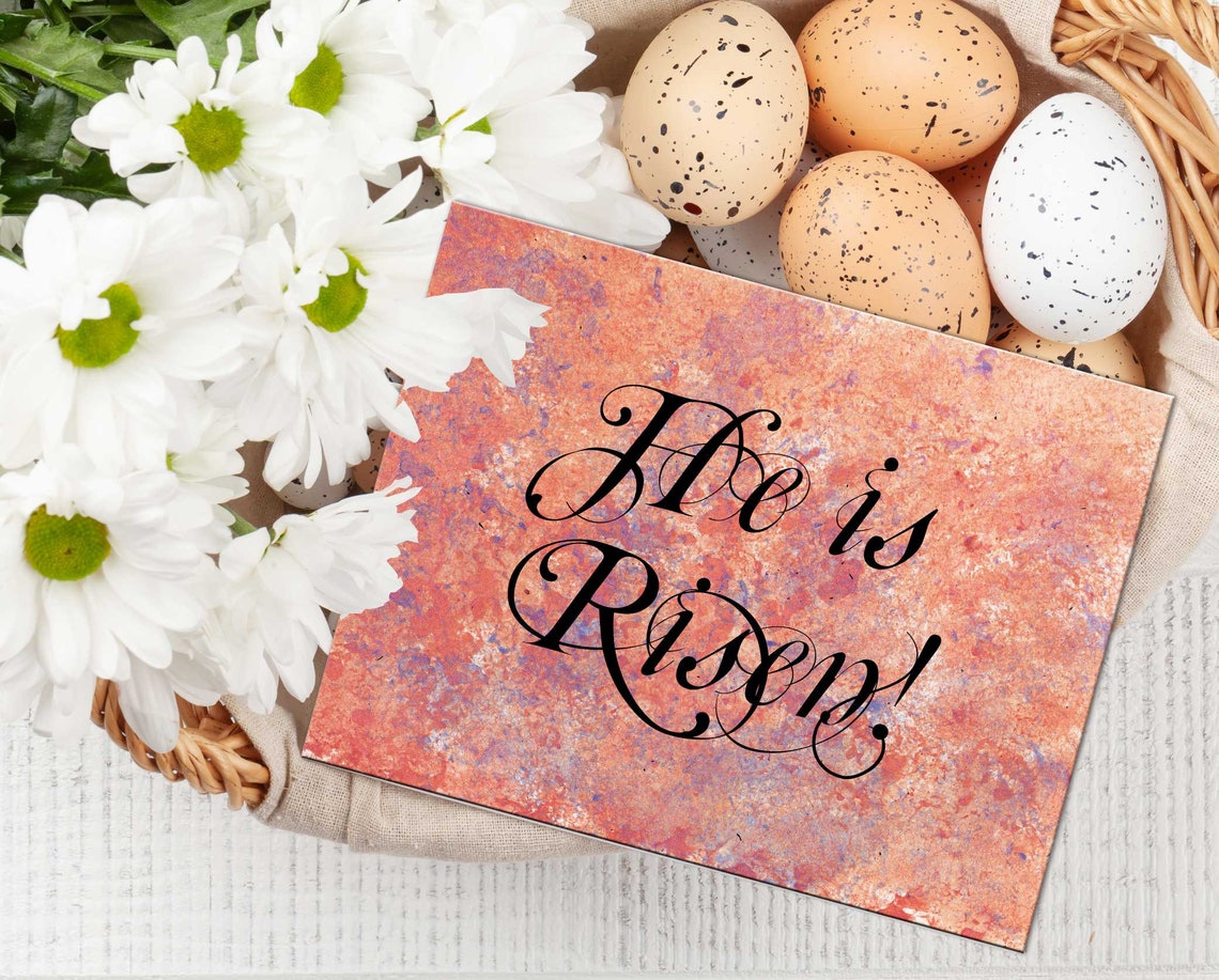 He is Risen Card Christian Printable Religious Greeting Etsy