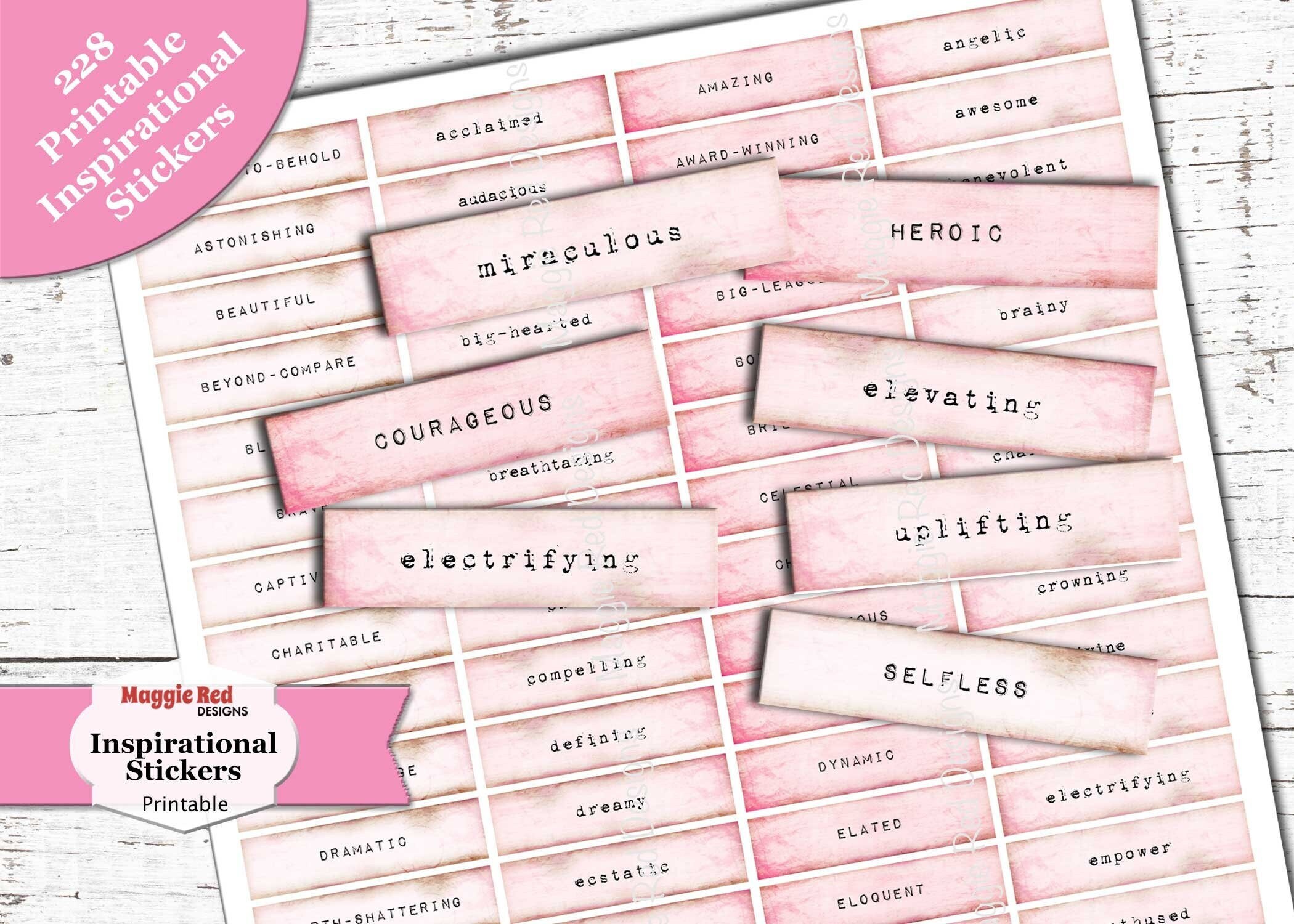 inspirational stickers printable journal scrapbook words etsy canada
