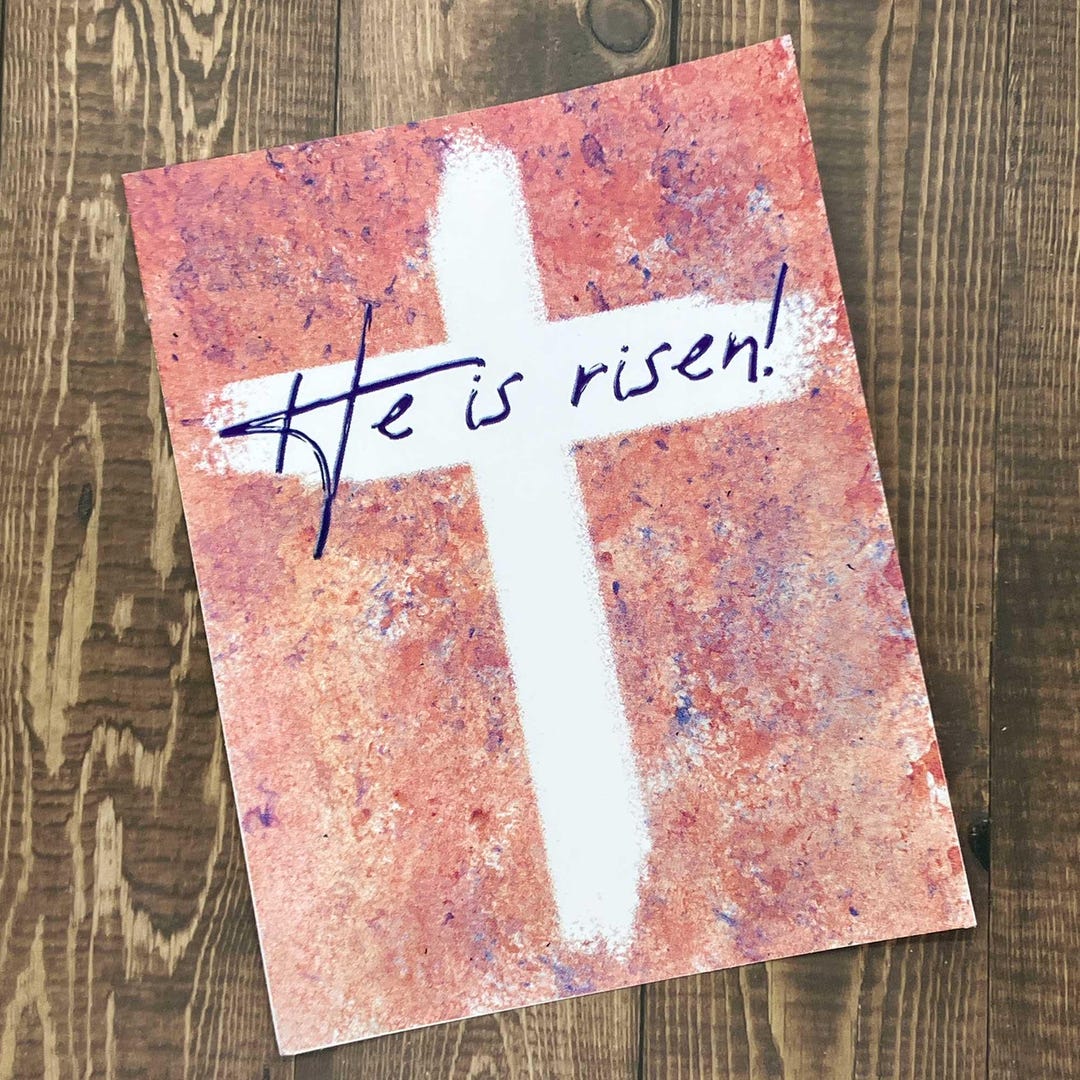 He is Risen: Easter Card Printable With Christian Cross (digital ...