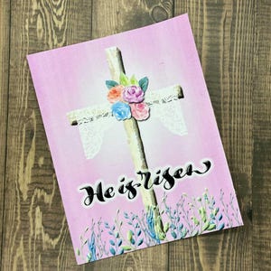 Tarjetas con mensaje de Pascua, Tarjetas de felicitación imprimibles, Tarjetas de Pascua en acuarela, 2025, Tarjetas de Pascua religiosas, Resucitó, Escrituras cristianas, PDF