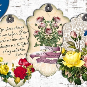 Floral Psalms Junk Journal Kit: Scripture Cards, Tags, Pocket, (PDF) image 2