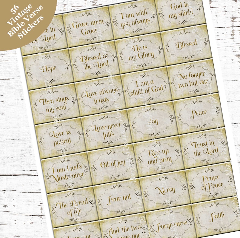 Bible Verse Stickers Printable Sticker Sheet Scrapbook Etsy