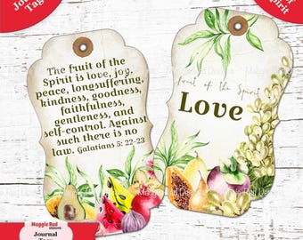 Frucht des Geistes Ephemera Tags: Bibel Journaling Printable (Digitaler Download, PNG, PDF)