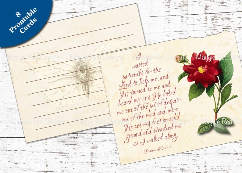 Floral Psalms Junk Journal Kit: Scripture Cards, Tags, Pocket, (PDF) image 5