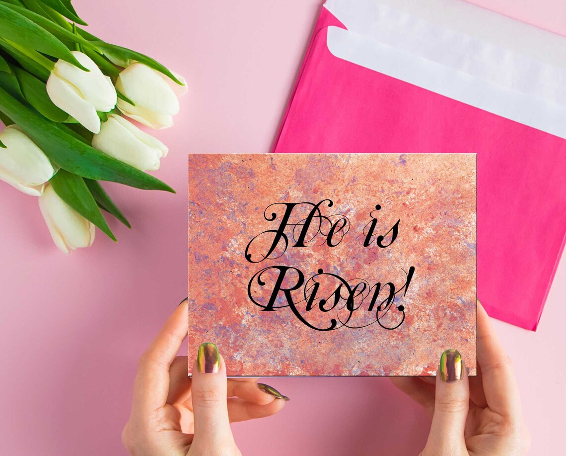 He is Risen Card Christian Printable Religious Greeting Etsy