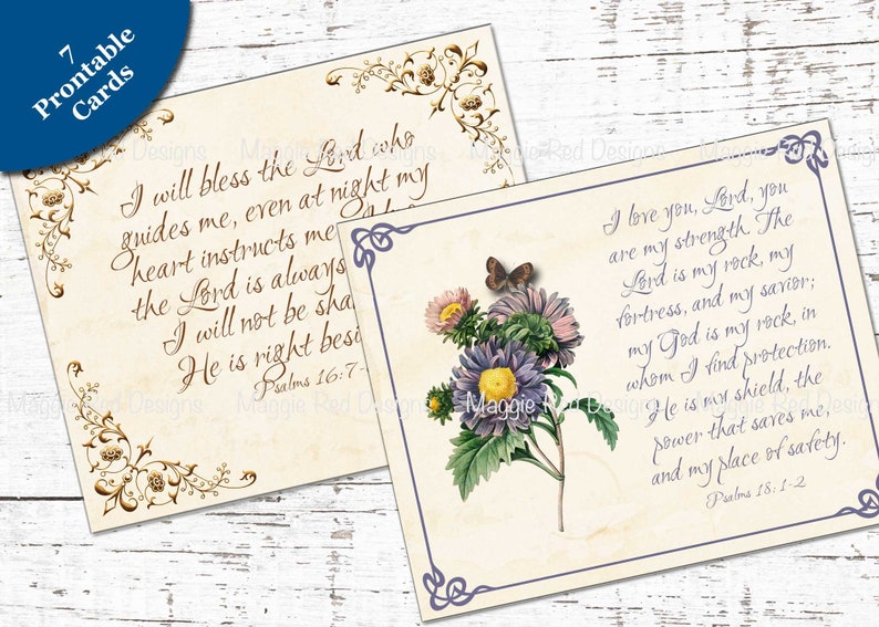Floral Psalms Junk Journal Kit: Scripture Cards, Tags, Pocket, (PDF) image 6