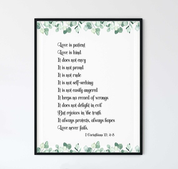 Love is Patient Wall Art Printable Scripture Vertical - Etsy