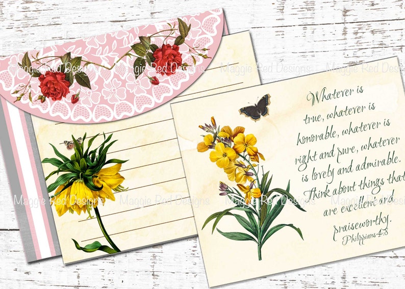 Floral Psalms Junk Journal Kit: Scripture Cards, Tags, Pocket, (PDF) image 4