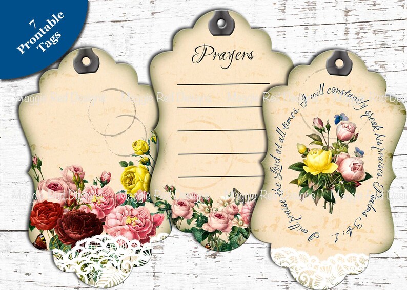 Floral Psalms Junk Journal Kit: Scripture Cards, Tags, Pocket, (PDF) image 3