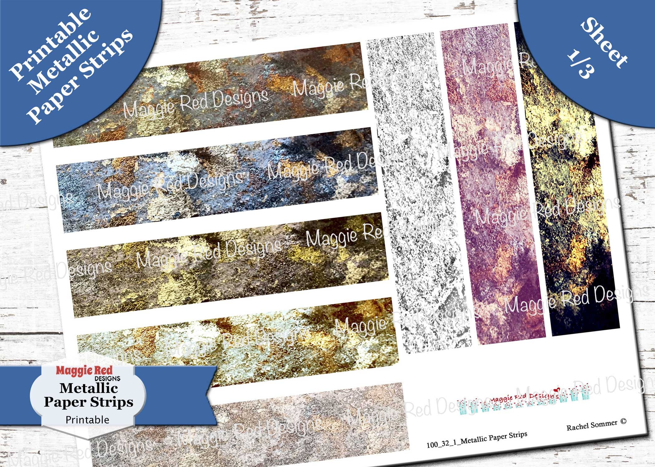 Printable Metallic Paper Strips Cylinder Bead Making (PDF) Etsy
