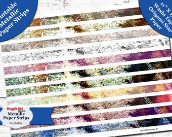 Metallic Papierstreifen: Collage zum Ausdrucken, Origami, Washi Tape (PDF)