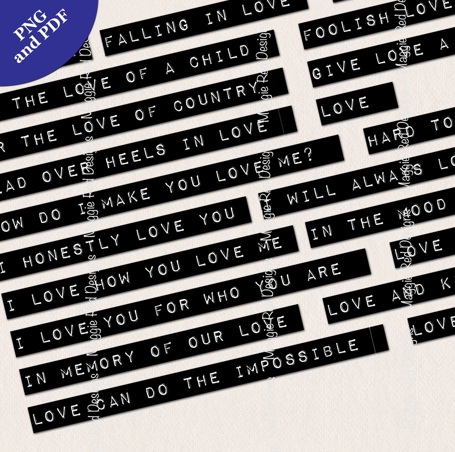 Journal Words Scrapbook Stickers Love Printable Digital Etsy