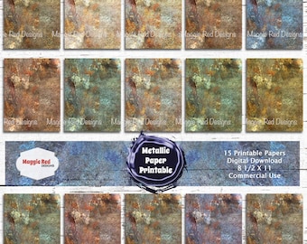Metallic Papier: Druckbares Scrapbook Papier (8.5X11) (Digitaler Download)