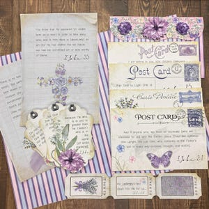 Lavender Bible Verse Junk Journal Kit: Purple Floral Ephemera (Digital Download)