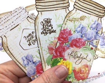 Watercolor Mason Jar Bible Verse Tags: Printable Ephemera (Cricut Files)