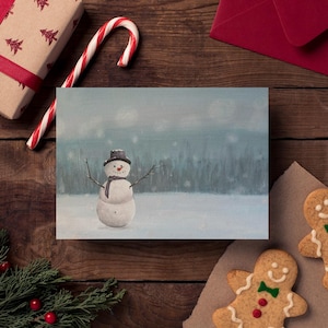 Tarjetas navideñas de muñeco de nieve (paquete de 10 tarjetas de felicitación)