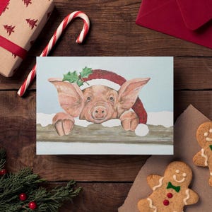 Tarjetas navideñas con forma de cerdito (paquete de 10 tarjetas de felicitación)