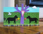 Mixed Media, Black Dog, Folk Art, Primitive Diorama, Desk Art, Shelf Art, One of a Kind Original