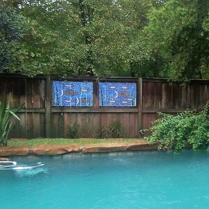 Large 3ft Colorful Glass Mosaic Fish Panel Fence Art Ocean Pond Lake Yard Art, Made To Order,*READ DESCRIPTION BELOW