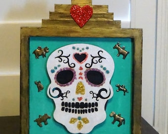 Shadow Box, Milagro, Folk Art, Skull, Day of the Dead, Assemblage, Table Art, Cat, Dog, Cow, Pig, Horse, Donkey,*READ DESCRIPTION BELOW