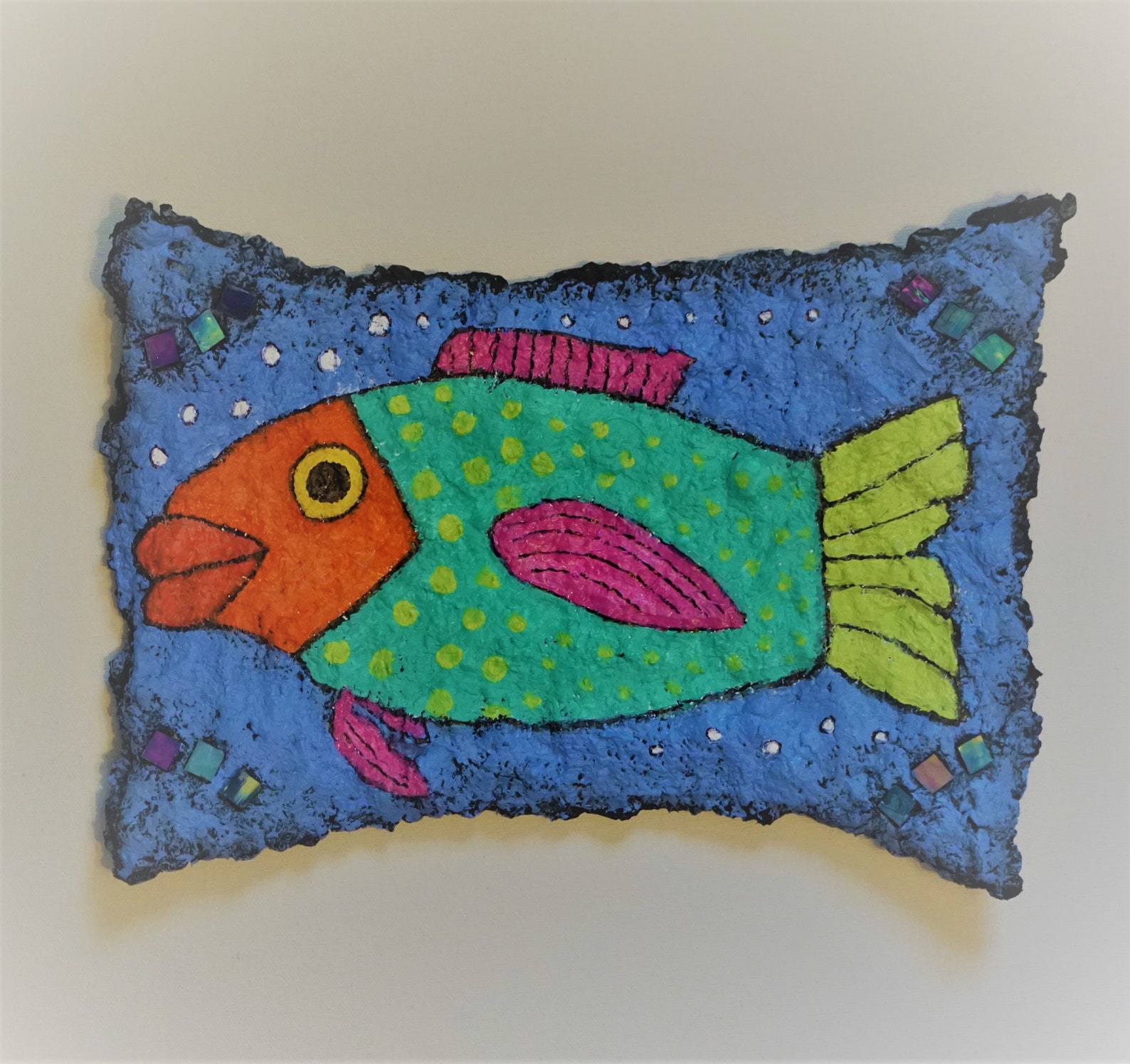 Colorful Whimsical Papier Mache Fish Wall Art Folk Art Etsy