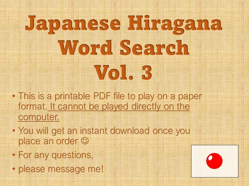 Printable Japanese Word Search Puzzle for Beginners and Kids hiragana