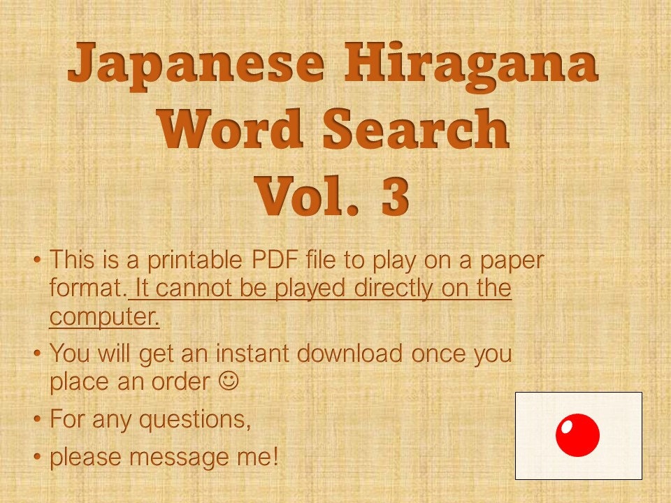 Printable Japanese Word Search Puzzle for Beginners and Kids - Etsy