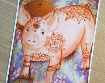 Signed Print, Henna Piglet