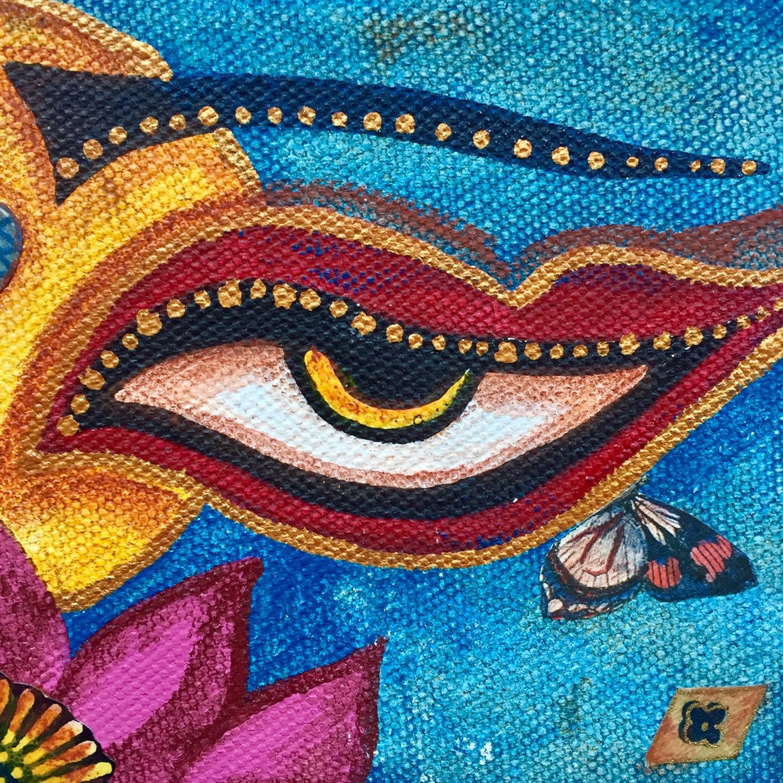 Buddha Eyes Original Painting Diptych Small Painting Etsy