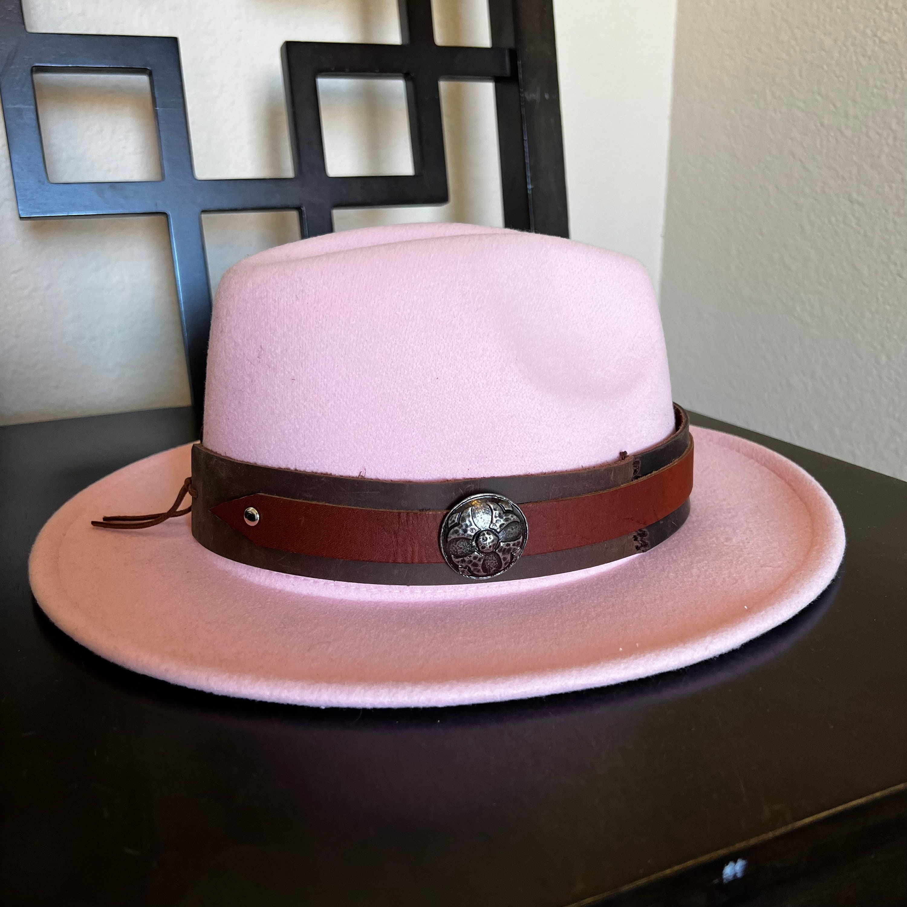 Handmade Bandolier fedora hat with crystal bullets obsidian arrowhead and floral Handmade Bandolier With Crystal Bullets Obsidian Arrowhead  main image 2