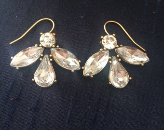 Teardrop Earrings on french hook vintage gold rhinestone crystals