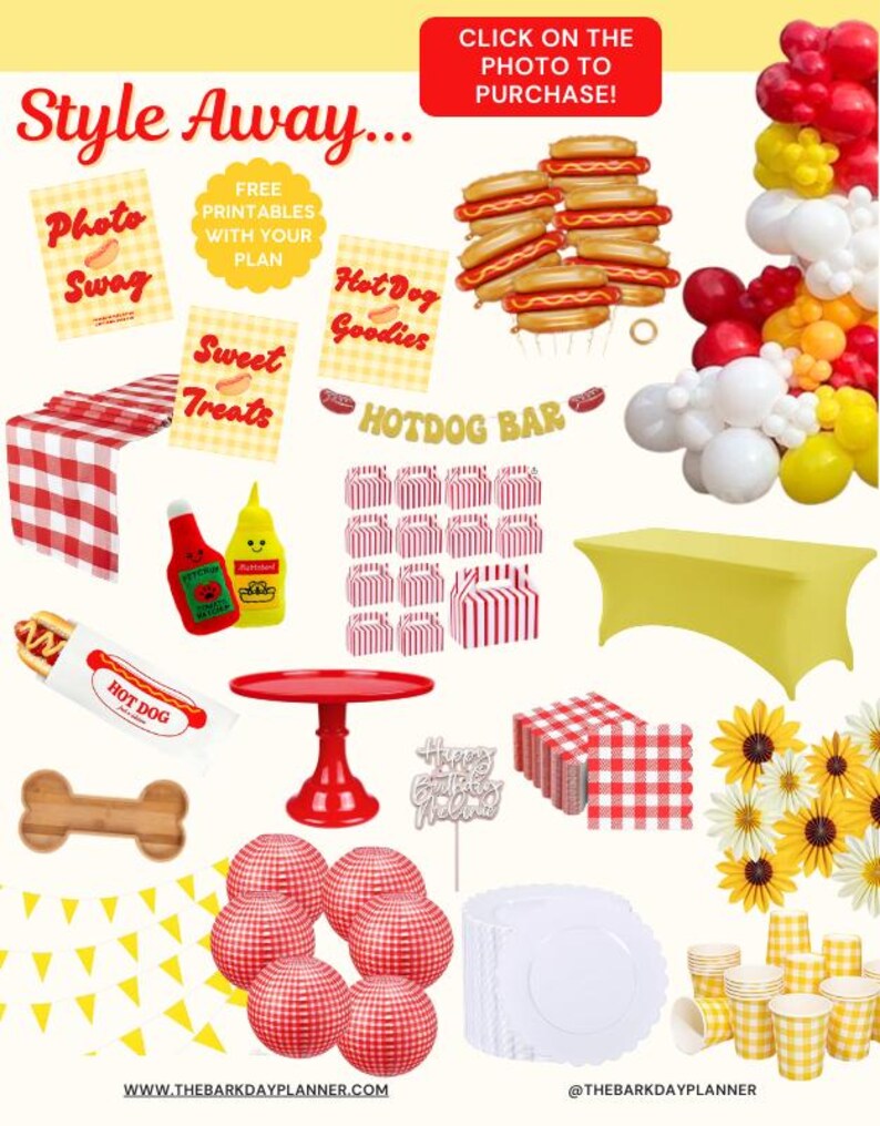 Hot Dog Birthday Party Plan, Invitations & Decorations (instant ...