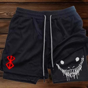 Pantalones cortos de entrenamiento góticos 2 en 1 de Berserk Anime