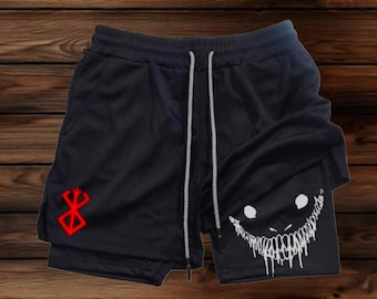 Berserk Anime 2-in-1 Gothic Gym Workout Shorts