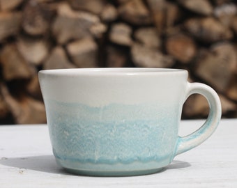 Mug 12oz 350ml Waves Cup Pottery Hand Thrown