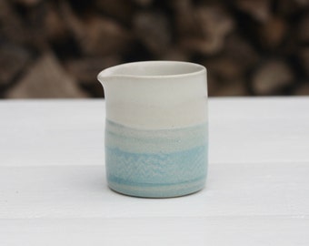 75ml Milk Jug in White and Turquoise Blue glazes