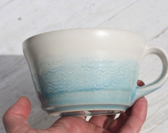 Mug 14oz 400ml Waves Cup Pottery Hand Thrown