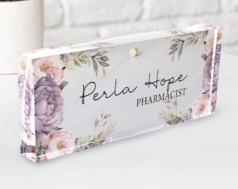 Desk Plaque - Personalized Acrylic Name Plate for Desk- Custom Name Sign - Professional Gift for Graduation, Promotion, New Job