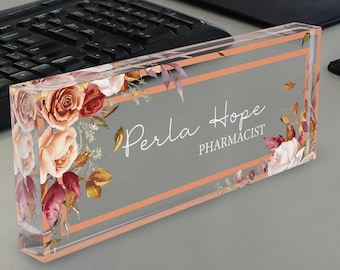 Desk Plaque - Personalized Acrylic Name Plate for Desk- Custom Name Sign - Professional Gift for Graduation, Promotion, New Job