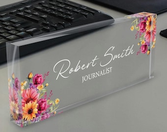 Desk Name Plate, Custom Name Plate for Desk, Acrylic Name Desk Plate, New Job Gift, Promotion Gift, Coworker Gift, Graduation
