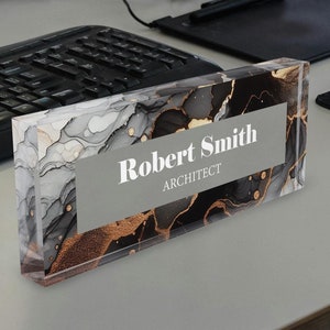 Personalized Desk Plate for Men, Name Desk Plate for Him, Acrylic Name Plate for Desk, Co-worker Gift, Professional Gift, Promotion Gift