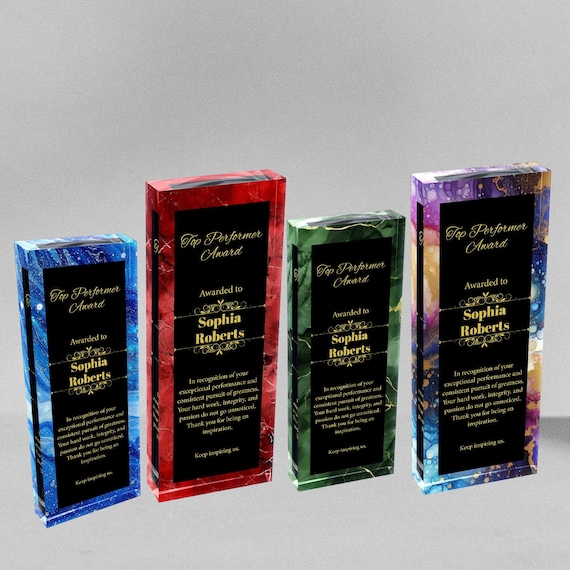 Personalized Employee Award Plaque with Logo | Recognition Trophy | Thank You Gift | Corporate Award | UV Printed Award | Trophy Award