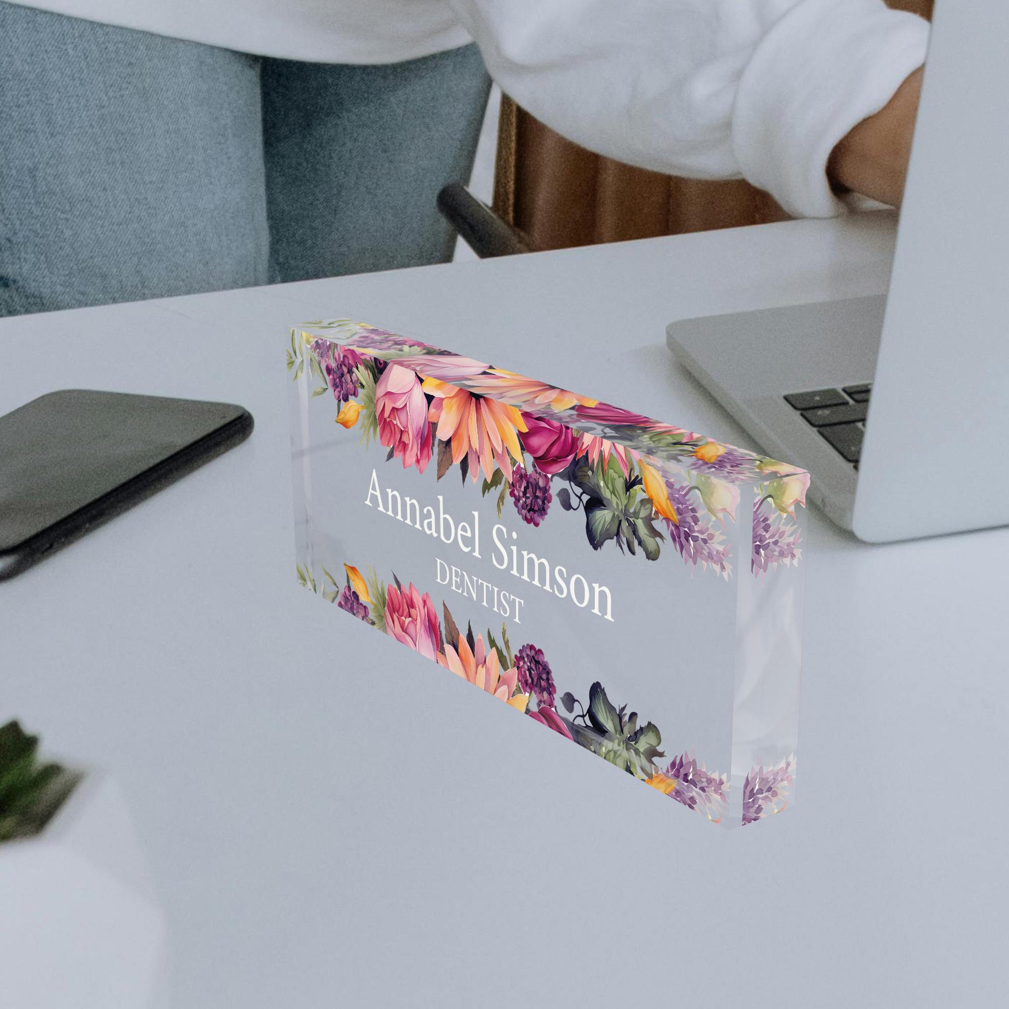Personalized Acrylic Office Name Plate: Black Stripe Design - View #8