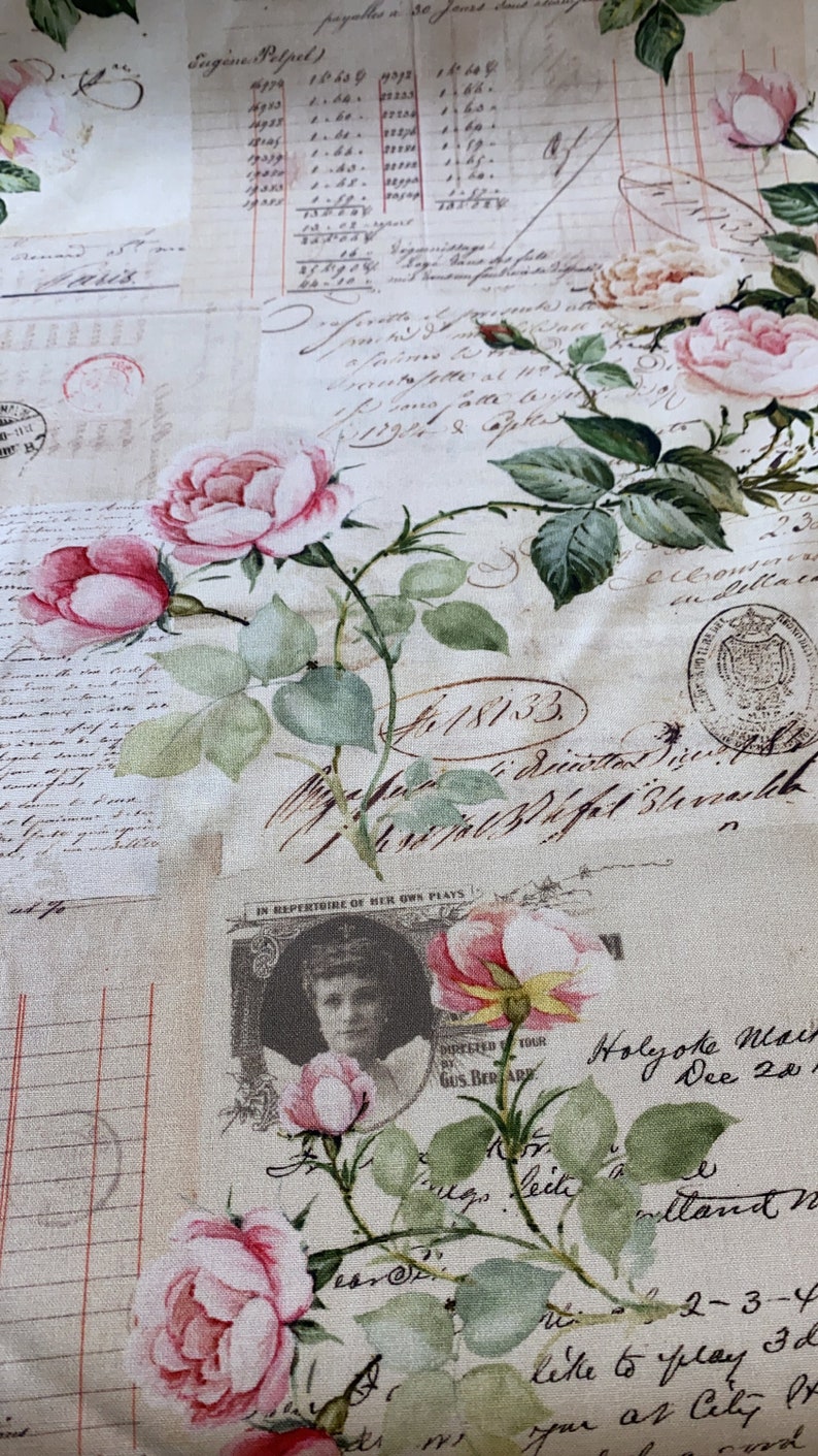 Rosalinda Roses Antique Quilting Cotton Fabric Available in Etsy.de