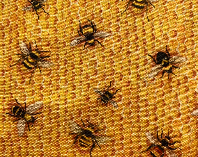 Honey Bee Cotton Fabric by the Yard Quilt Craft DYI Fat Etsy