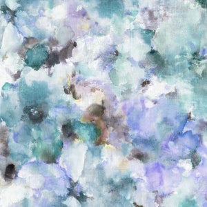 108" WIDE Back Abstract Blue Watercolor Floral Quilt Cotton Fabric By The Yard | 1/2 Yard  | 1 Yard