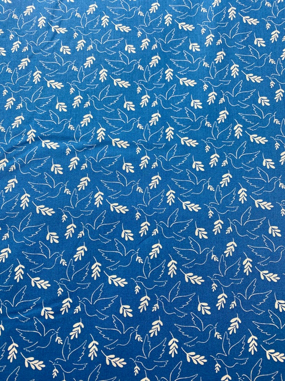 Peace Doves on Blue Cotton Fabric by the Yard quilt Cotton - Etsy