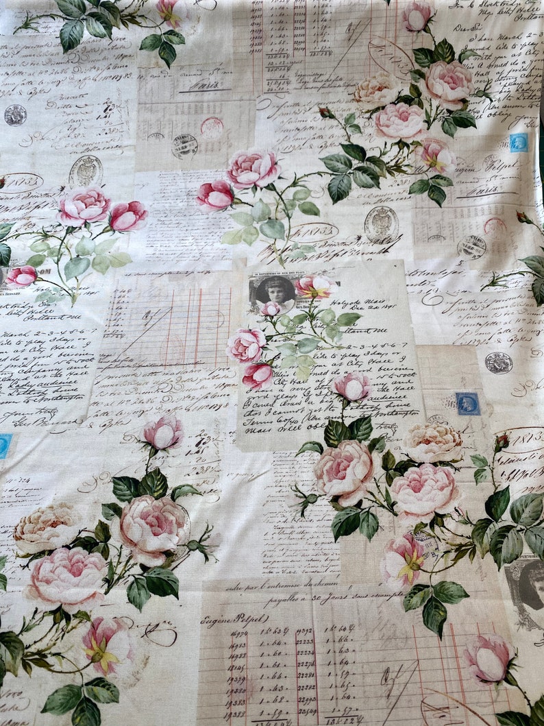 Rosalinda Roses Antique Quilting Cotton Fabric Available in Etsy